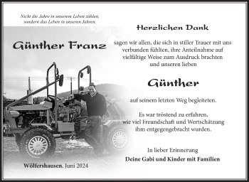 Traueranzeige von Grünther Franz von Südthüringer Presse