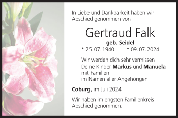 Traueranzeige von Gertraud Falk von Neue Presse Coburg