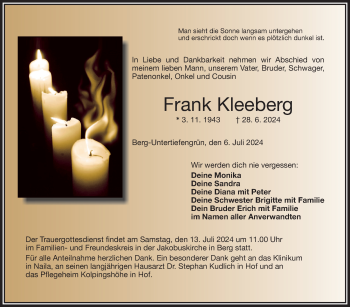 Traueranzeige von Frank Kleeberg von Frankenpost
