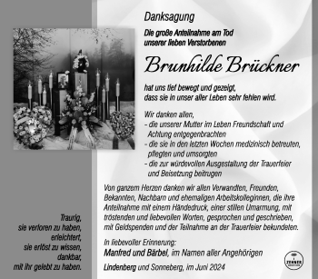 Traueranzeige von Brunhilde Brückner von Südthüringer Presse