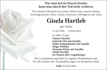 Traueranzeige von Gisela Hartleb von Südthüringer Presse