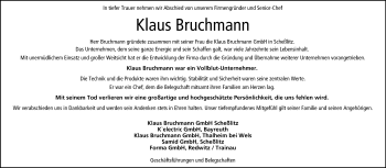 Traueranzeige von Klaus Bruchmann von Neue Presse Coburg