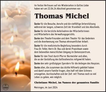 Traueranzeige von Thomas Michel von Südthüringer Presse
