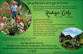 Traueranzeige von Rüdiger Götz von Südthüringer Presse
