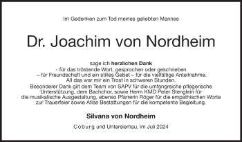 Traueranzeige von Joachim von Nordheim von Neue Presse Coburg