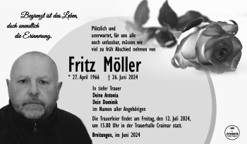 Traueranzeige von Fritz Möller von Südthüringer Presse