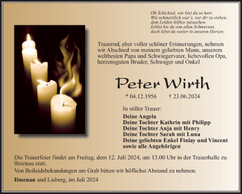 Traueranzeige von Peter Wirth von Südthüringer Presse