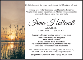 Traueranzeige von Irma Hollandt von Südthüringer Presse