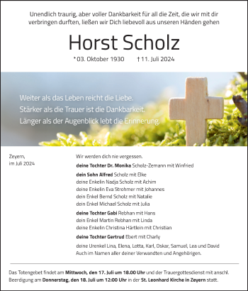 Traueranzeige von Horst Scholz von Neue Presse Coburg