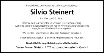 Traueranzeige von Silvio Stein von Neue Presse Coburg