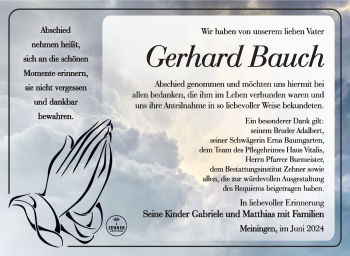 Traueranzeige von Gerhard Bauch von Südthüringer Presse