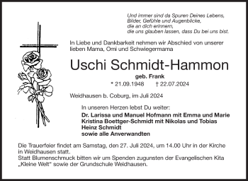 Traueranzeige von Uschi Schmidt-Hammon von Neue Presse Coburg