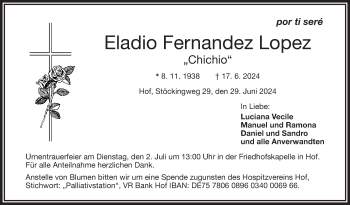 Traueranzeige von Eladio Lopez von Frankenpost