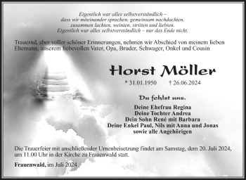 Traueranzeige von Horst Möller von Südthüringer Presse