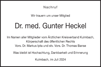 Traueranzeige von Gunter Heckel von Frankenpost