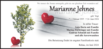 Traueranzeige von Marianne Jehnes von Frankenpost