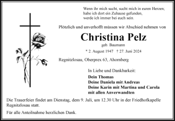 Traueranzeige von Christina Pelz von Frankenpost