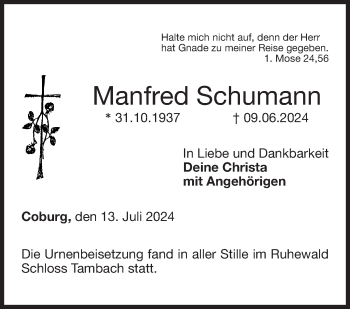 Traueranzeige von Manfred Schumann von Neue Presse Coburg