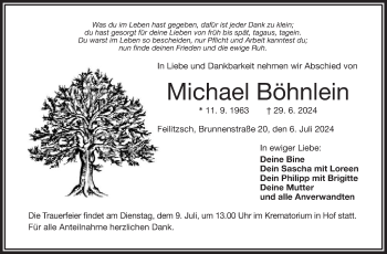 Traueranzeige von Michael Böhnlein von Frankenpost