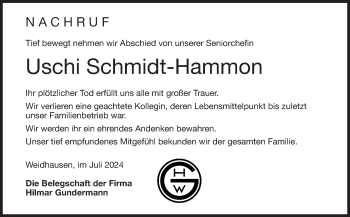 Traueranzeige von Uschi Schmidt-Hammon von Neue Presse Coburg