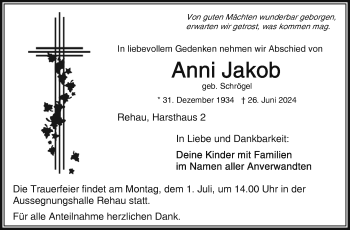 Traueranzeige von Anni Jakob von Frankenpost