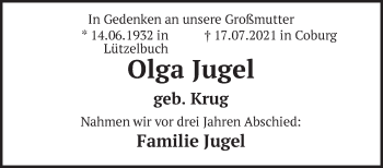 Traueranzeige von Olga Jugel von Neue Presse Coburg