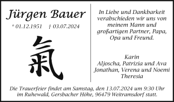 Traueranzeige von Jürgen Bauer von Neue Presse Coburg