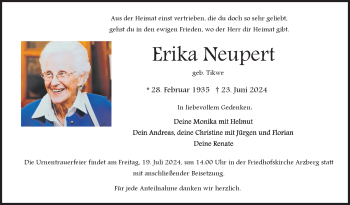 Traueranzeige von Erika Neupert von Frankenpost