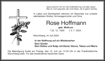 Traueranzeige von Rose Hoffmann von Frankenpost