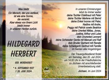 Traueranzeige von Hildegard Herbert von Südthüringer Presse