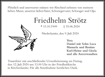 Traueranzeige von Friedhelm Strötz von Frankenpost