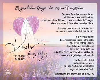 Traueranzeige von Kristin Georgy von Südthüringer Presse
