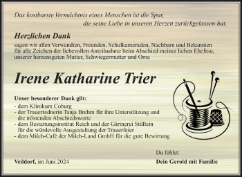 Traueranzeige von Irene Katharine von Südthüringer Presse