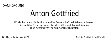 Traueranzeige von Anton Gottfried von Neue Presse Coburg