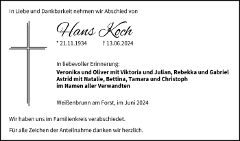 Traueranzeige von Hans Koch von Neue Presse Coburg