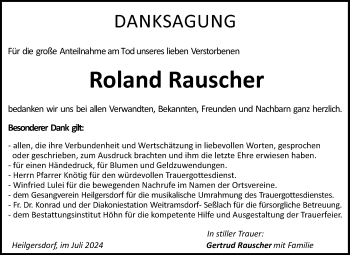 Traueranzeige von Roland Rauscher von Neue Presse Coburg