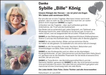 Traueranzeige von Sybille König von Südthüringer Presse