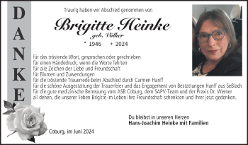 Traueranzeige von Brigitte Heinke von Neue Presse Coburg