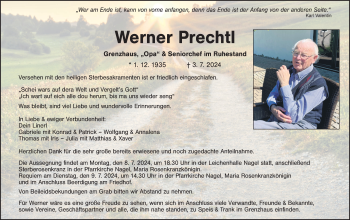 Traueranzeige von Werner Prechtl von Frankenpost