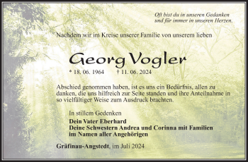 Traueranzeige von Georg Vogler von Südthüringer Presse