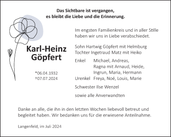 Traueranzeige von Karl-Heinz Göpfert von Südthüringer Presse