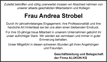 Traueranzeige von Andrea Strobel von Frankenpost