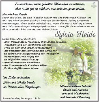 Traueranzeige von Sylvia Heide von Südthüringer Presse