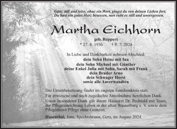 Traueranzeige von Martha Eichhorn von Südthüringer Presse