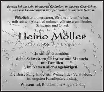 Traueranzeige von Heino Möller von Südthüringer Presse
