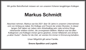 Traueranzeige von Markus Schmidt von Frankenpost