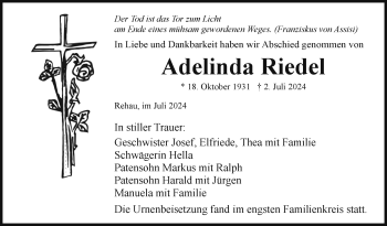 Traueranzeige von Adelinda Riedel von Frankenpost