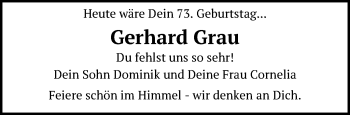 Traueranzeige von Gerhard Grau von Frankenpost