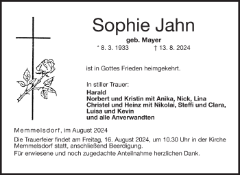 Traueranzeige von Sophie Jahn von Neue Presse Coburg