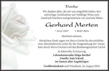 Traueranzeige von Gerhard Merten von Südthüringer Presse